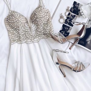 Lulu’s True Love White Beaded Rhinestone Dress